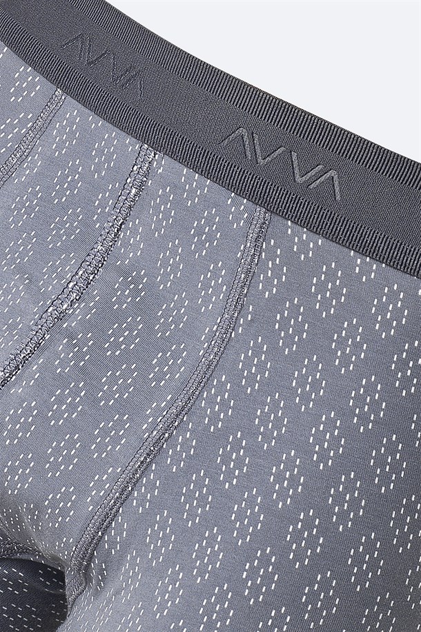 Gri Desenli Tekli Boxer