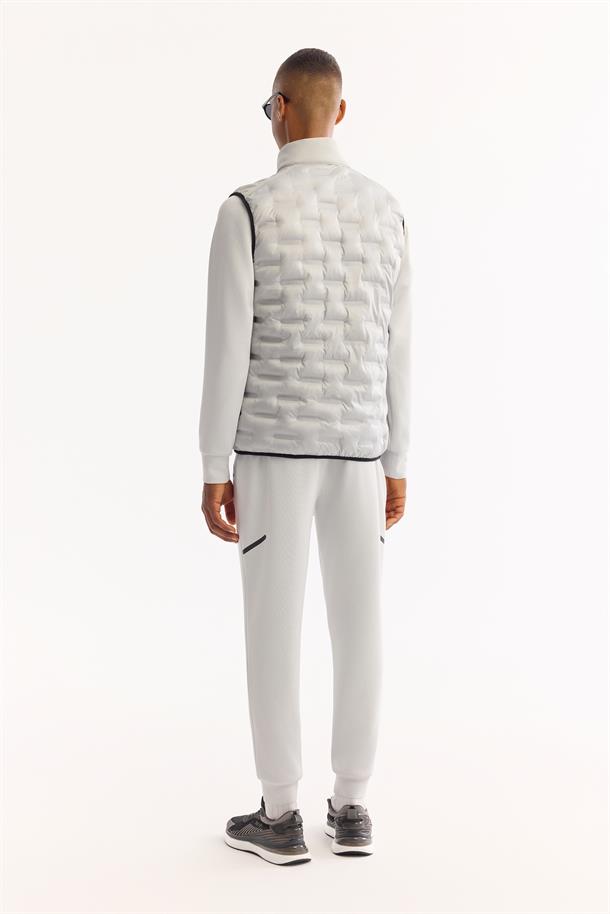 Gri Dik Yaka Su İtici Rüzgar Geçirmez Hafif Şişme Yelek