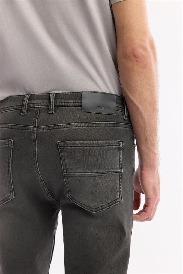 Gri Klasik Bel Eskitme Yıkama Elastan Jean Pantolon