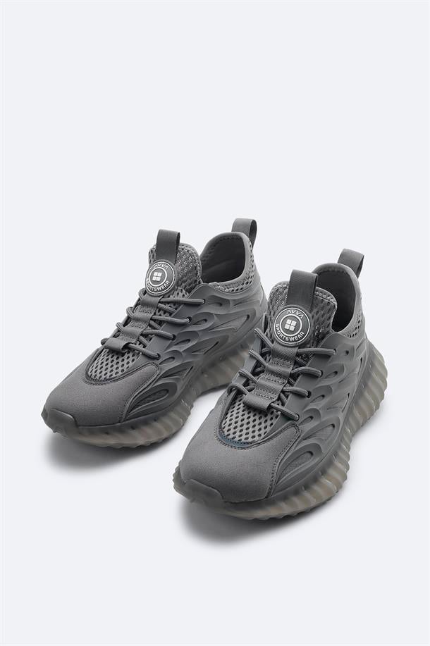 Gri Nefes Alan Hafif Sneaker Ayakkabı