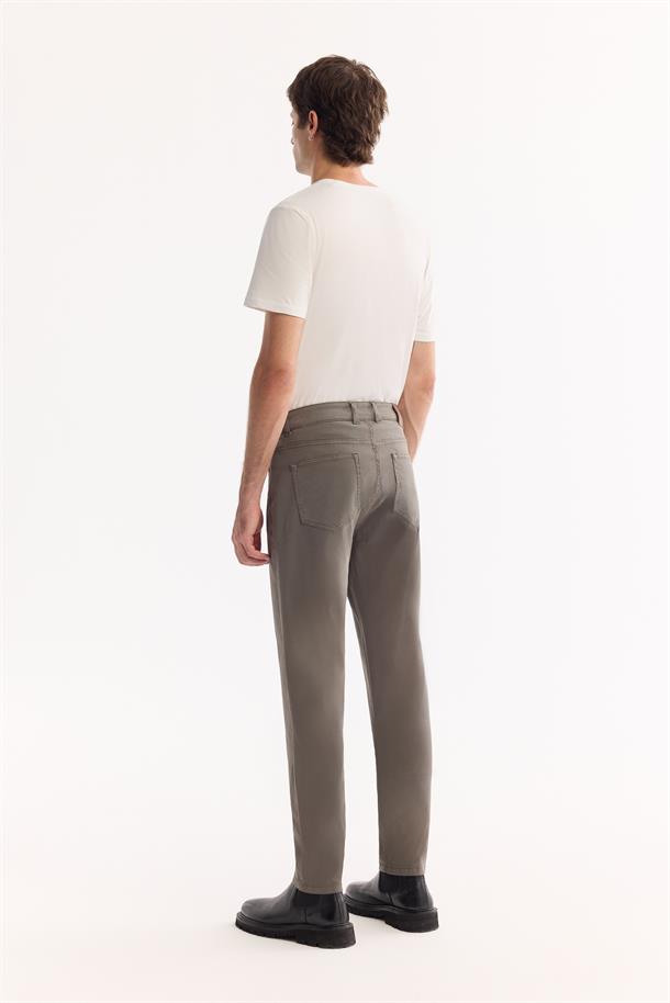 Gri Haki Klasik Bel Soft Touch Pamuklu Pantolon