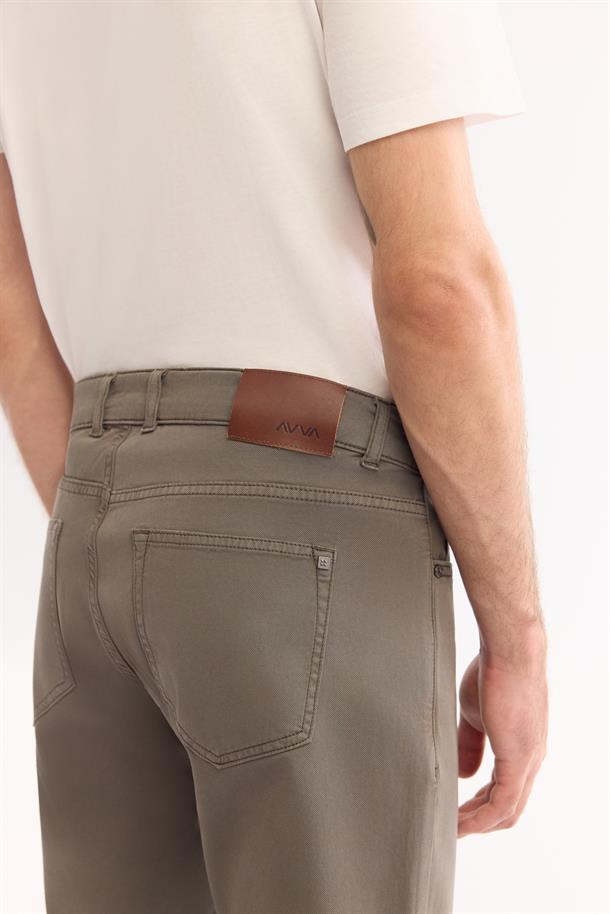 Gri Haki Klasik Bel Soft Touch Pamuklu Pantolon