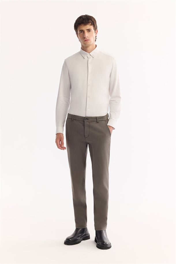 Grey Khaki Classic Waist Soft Touch Chino Pants