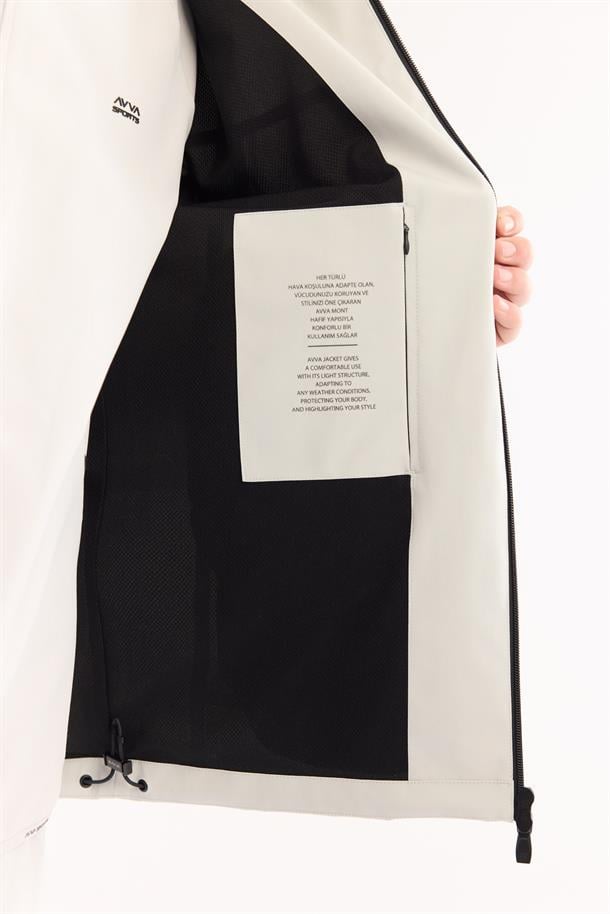 Gri Kapüşonlu Su İtici Rüzgar Geçirmez Hafif Mevsimlik Mont