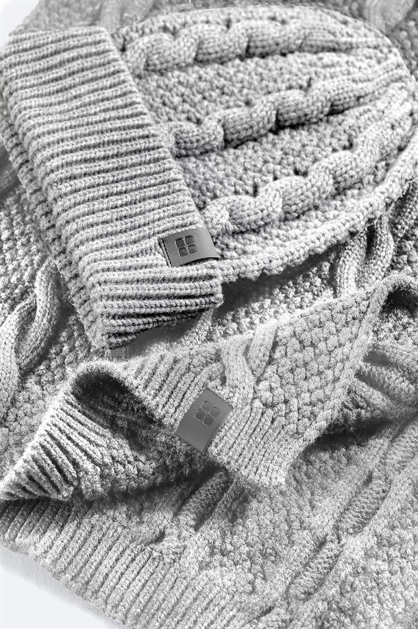 Gri Jakarlı Triko Atkı Bere Takımı