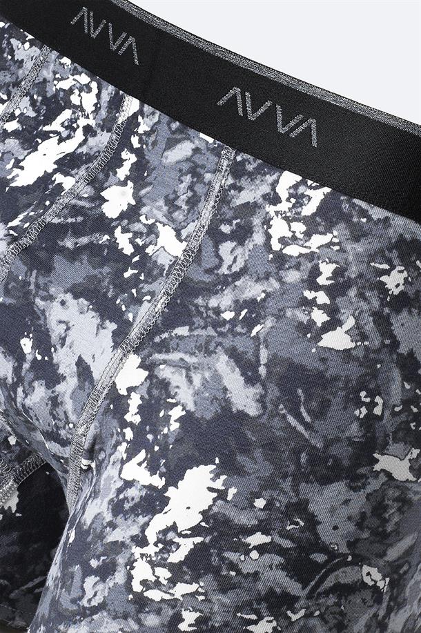 Gri Desenli Pamuklu Tekli Boxer