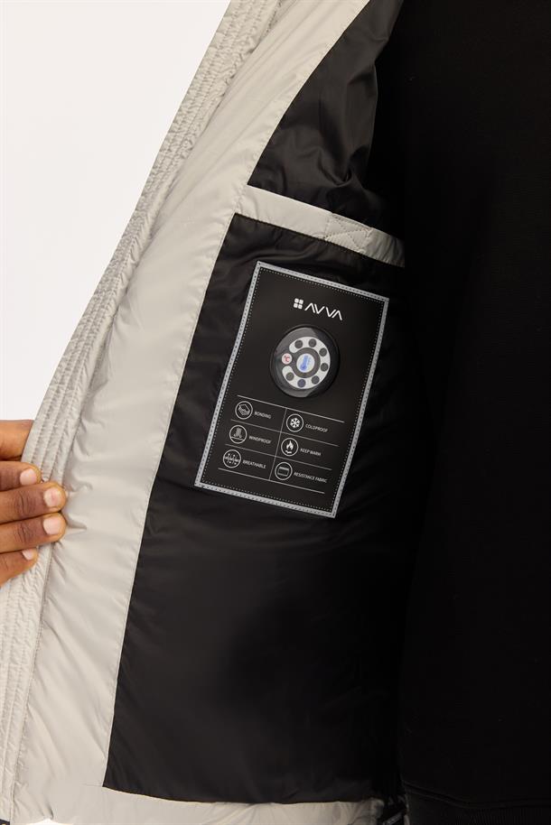 Grey Hooded Water Repellent Puffer Jacket Resistant to -5°C