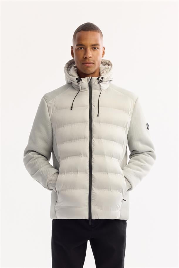 Grey Hooded Water Repellent Puffer Jacket Resistant to -5°C