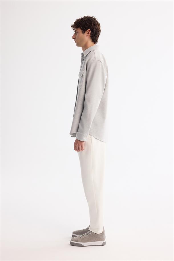 Gri Klasik Yaka Kaşe Kapaklı Gömlek Ceket