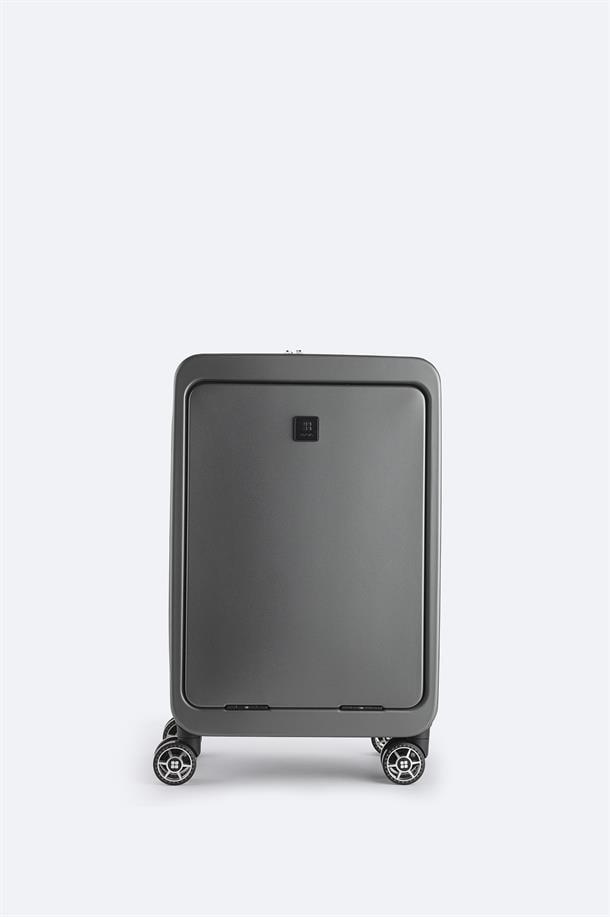 Gri Polipropilen Kilitlenebilir Laptop Bölmeli Küçük Boy Bavul