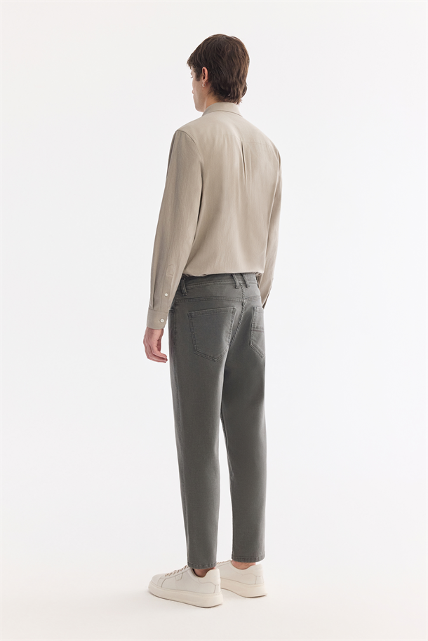 Gri Kuru Yıkama Pamuklu Elastan Jean Pantolon