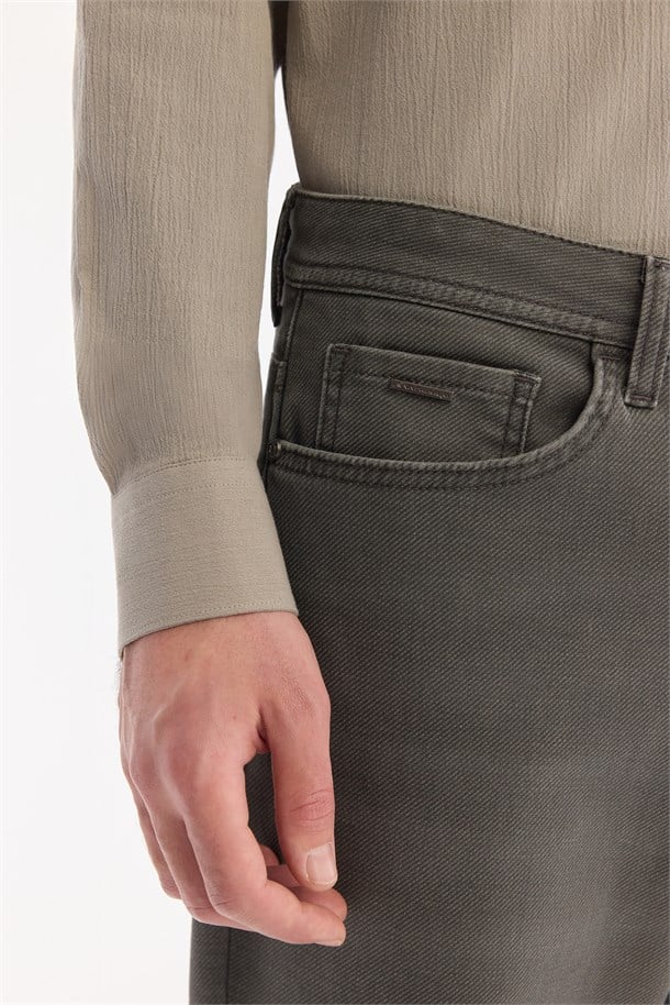 Gri Kuru Yıkama Pamuklu Elastan Jean Pantolon