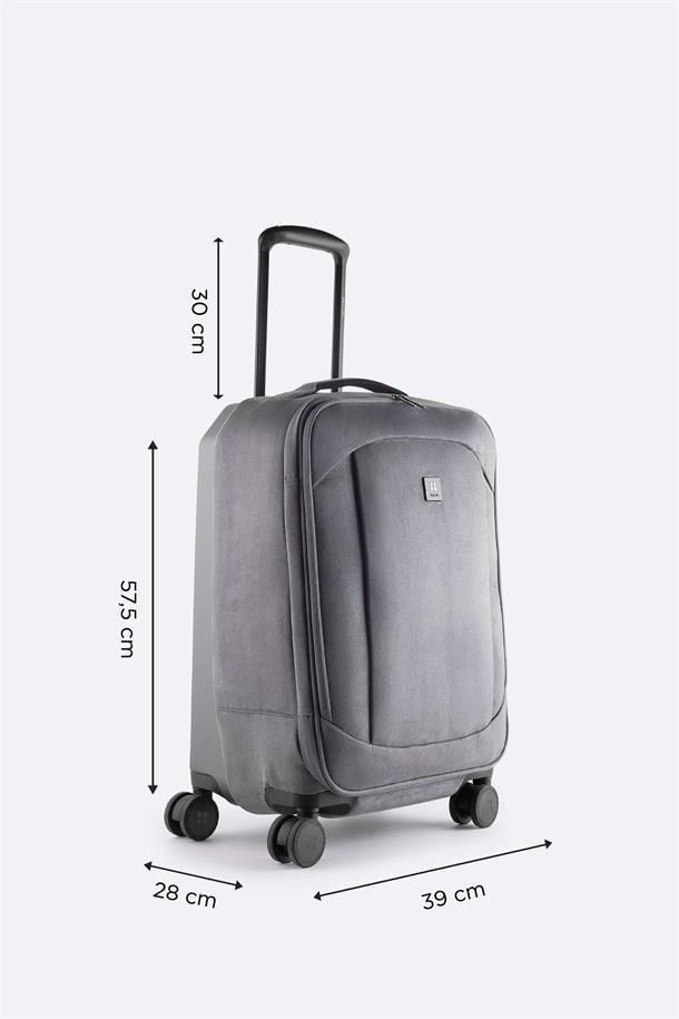 Gri Laptop Bölmeli Kilitlenebilir Küçük Boy Bavul