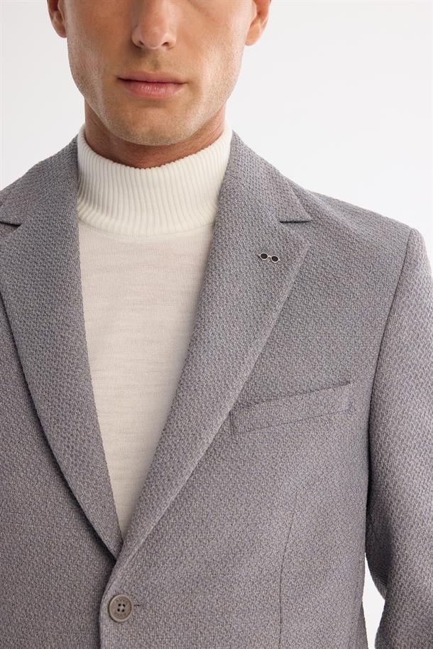 Gri Mono Yaka Bi-Stretch Blazer Ceket