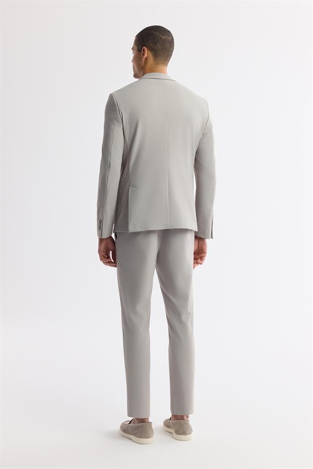 Gri Mono Yaka Pamuklu Hafif Bi-Stretch Blazer Ceket