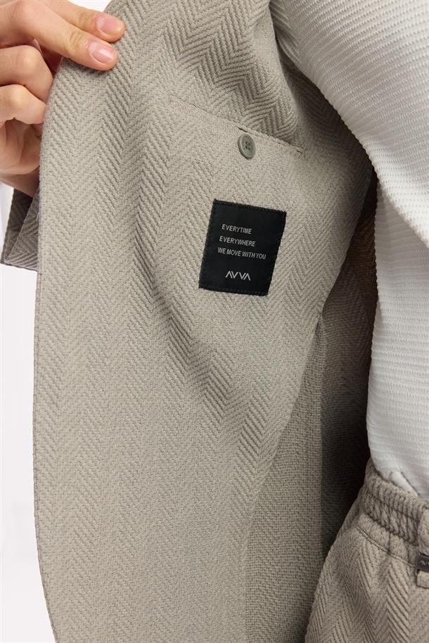 Gri Mono Yaka Viskon Karışımlı Hafif Bi-Stretch Blazer Ceket