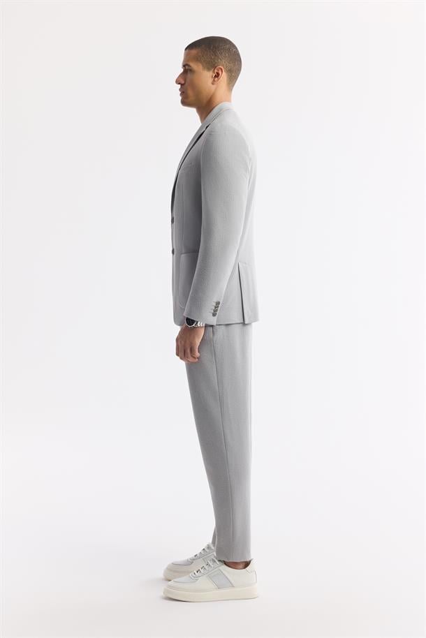 Gri Mono Yaka Viskon Karışımlı Hafif Bi-Stretch Blazer Ceket