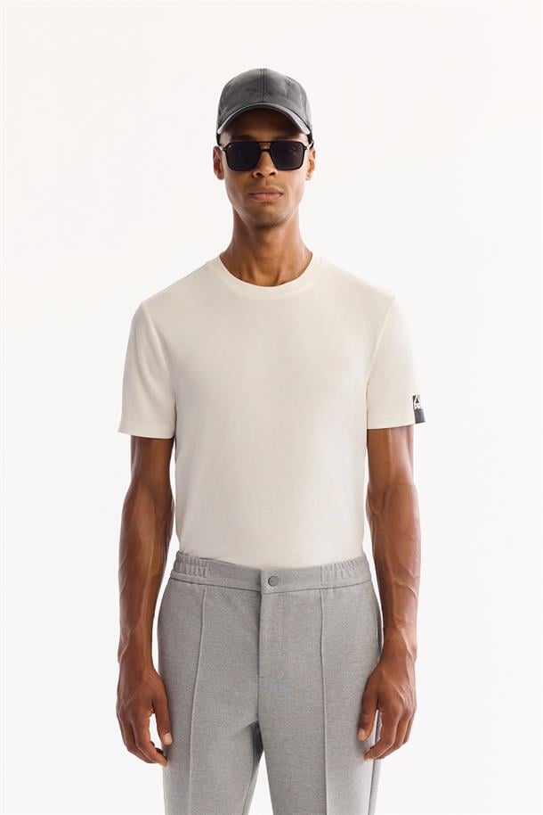 Gri Yanı Lastikli Pamuklu Viskon Karışımlı Pantolon