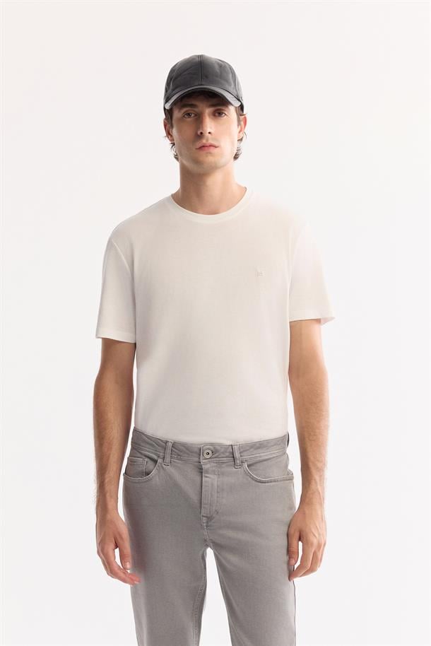 Gri Klasik Bel Parça Boya Pamuklu Yıkamalı Jean Pantolon