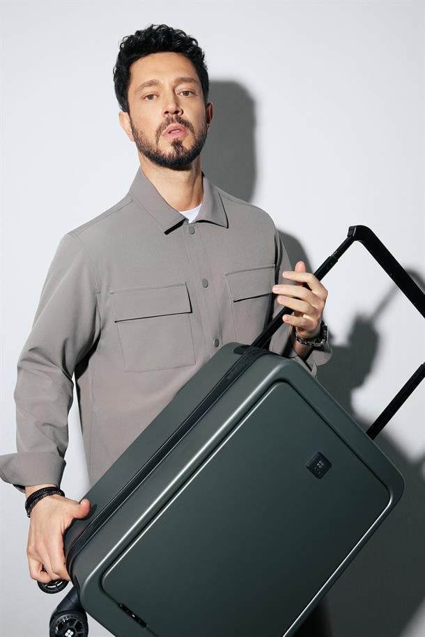 Gri Polipropilen Kilitlenebilir Laptop Bölmeli Küçük Boy Bavul