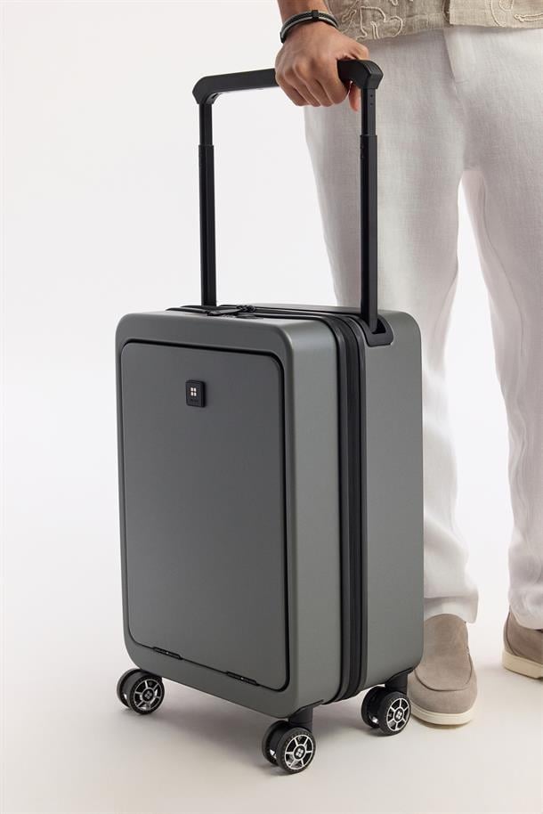 Gri Polipropilen Kilitlenebilir Laptop Bölmeli Küçük Boy Bavul