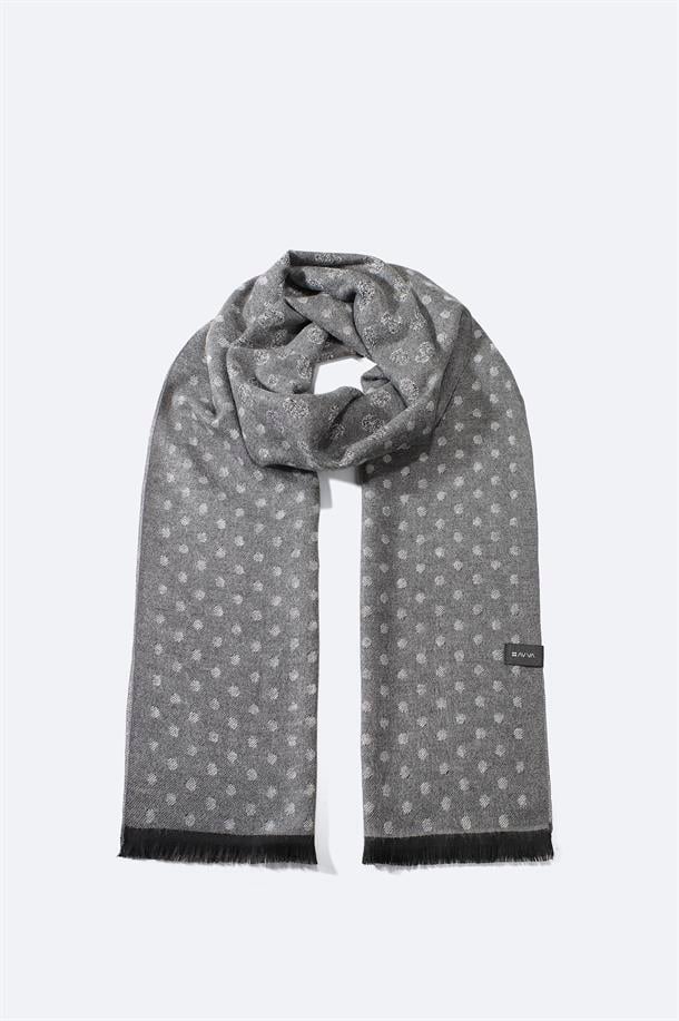 Gri Viskon Karışımlı Püsküllü Desenli Şal