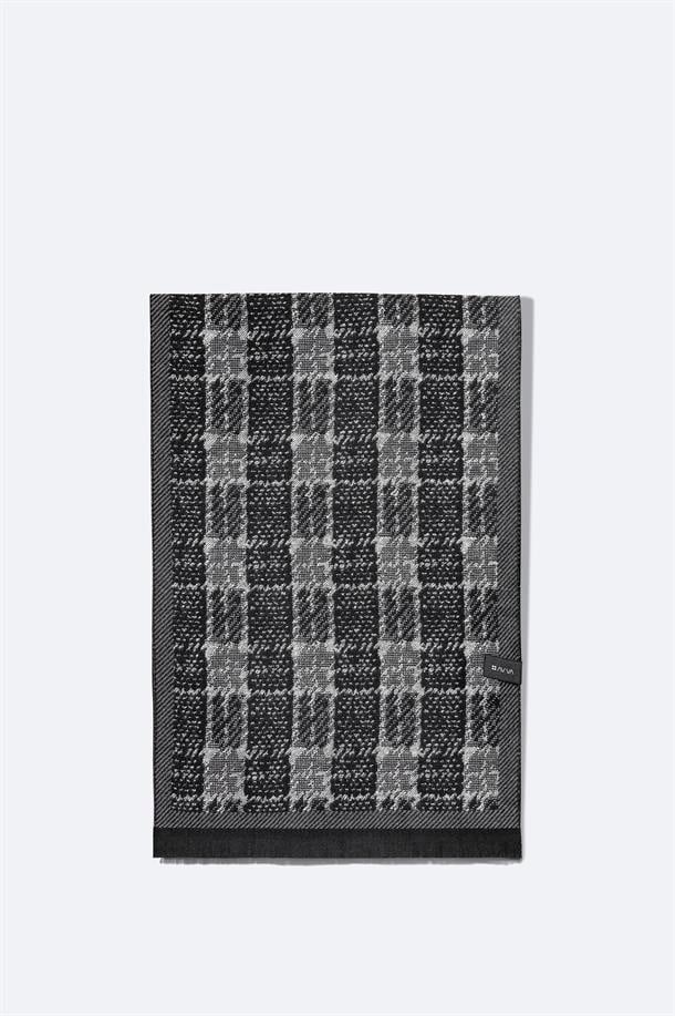 Gri Viskon Karışımlı Püsküllü Desenli Şal