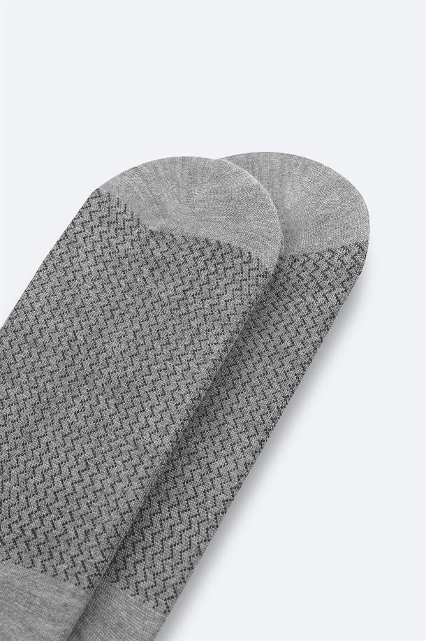 Gri Pamuklu Sneaker Çorap