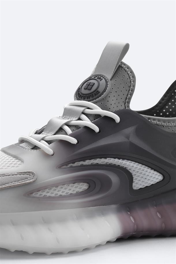 Gri Nefes Alan Hafif Sneaker Ayakkabı