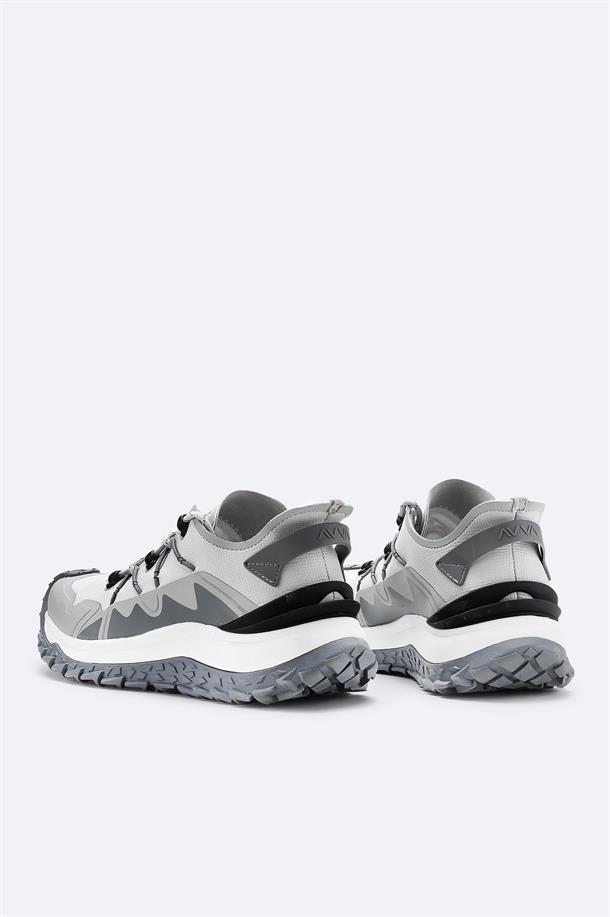 Gri %100 Kauçuk Taban Su İtici Sneaker Ayakkabı