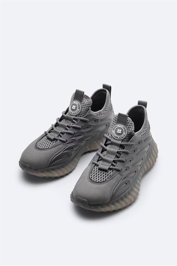 Gri Nefes Alan Hafif Sneaker Ayakkabı