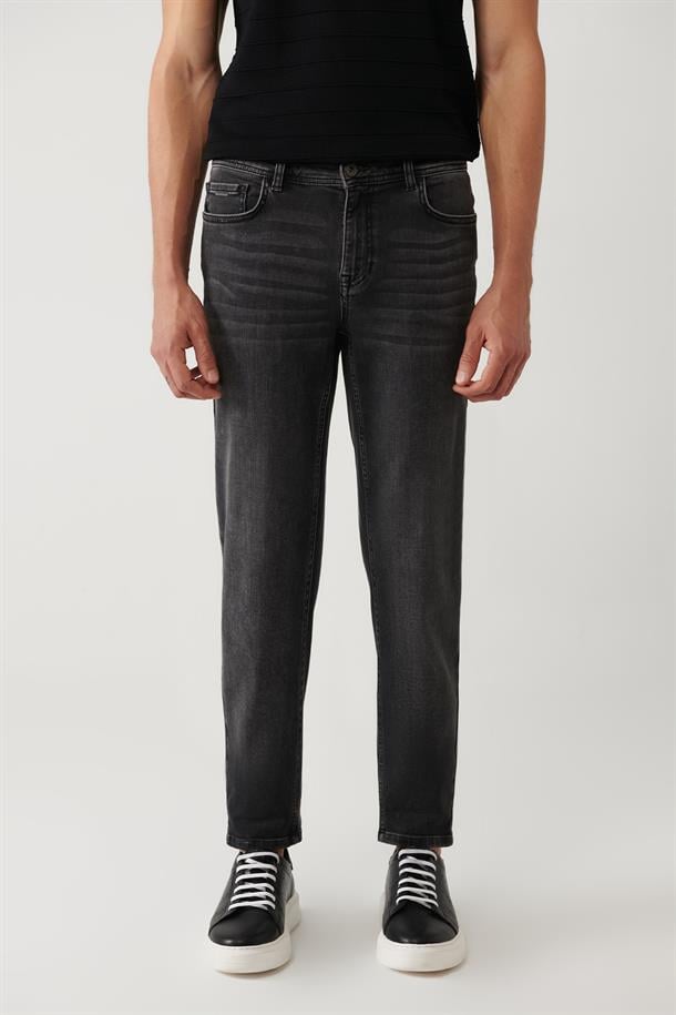 Gri Taş Yıkamalı Esnek Jean Pantolon