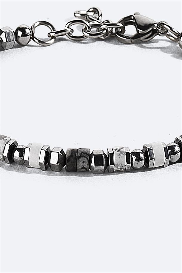 Grey Hematite and Howlite Stone Bracelet