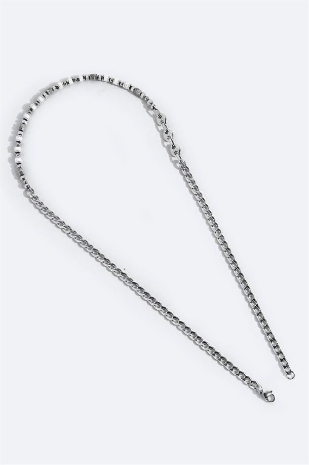 Gri  %100 Çelik Kolye