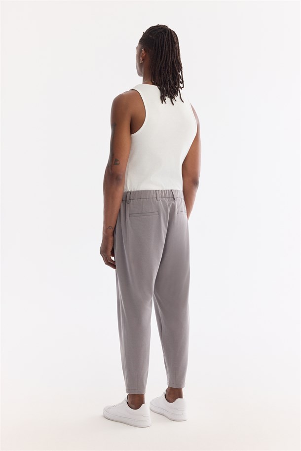 Gri Yanı Lastikli Soft Touch Elastan Chino Pantolon