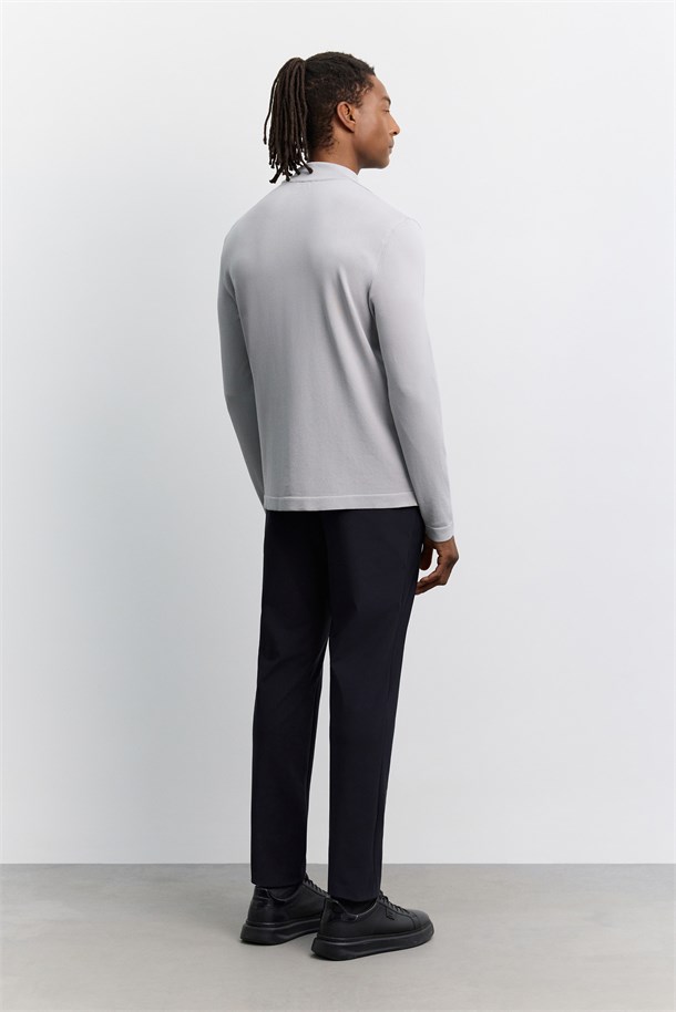 Gri Yarım Balıkçı Yaka Rayon Tüylenmeyen Basic Triko Kazak