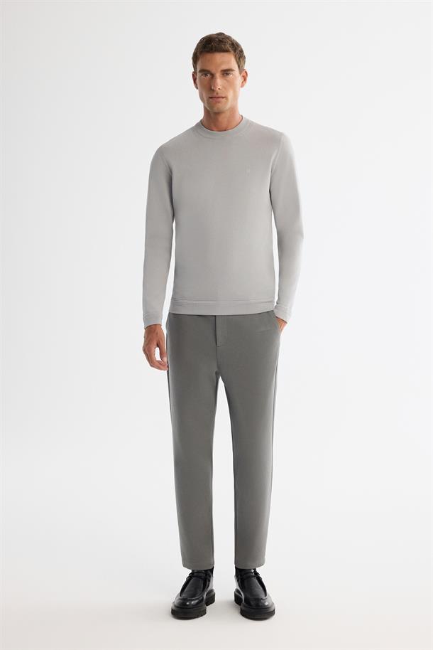 Gri-Yeşil Klasik Bel Jersey Pamuklu Pantolon