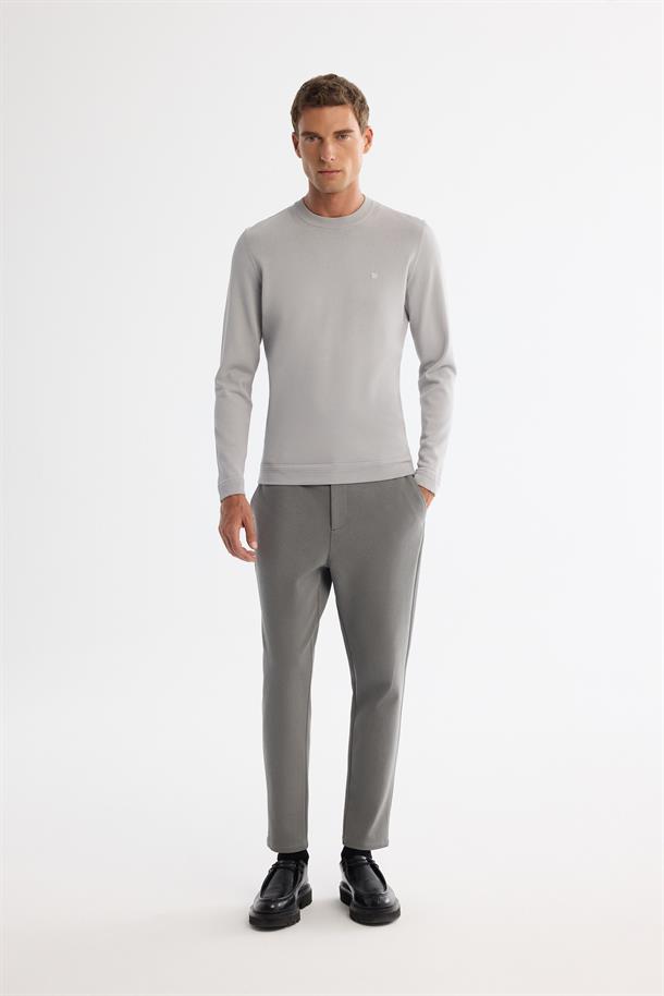 Gri Yüksek Bisiklet Yaka Rayon Triko Kazak