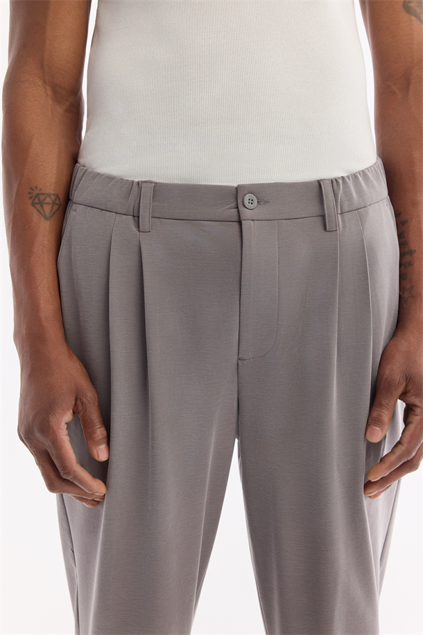 Gri Yanı Lastikli Soft Touch Elastan Chino Pantolon