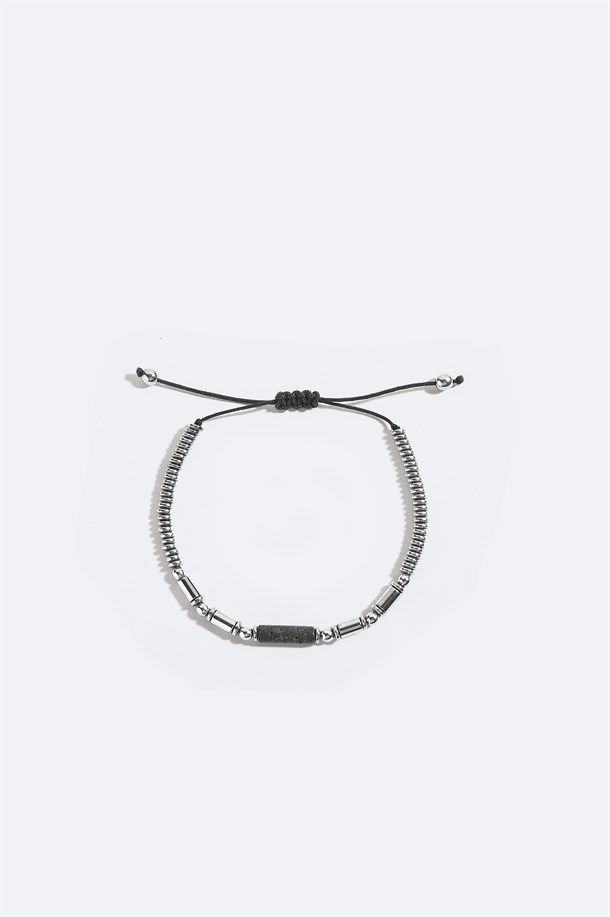 Burgundy Lava Stone and Hematite Stone Bracelet