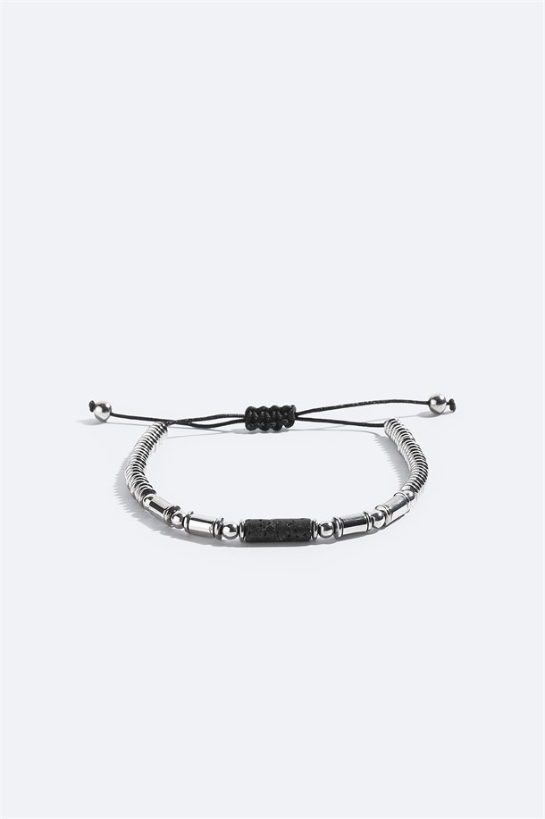 Burgundy Lava Stone and Hematite Stone Bracelet