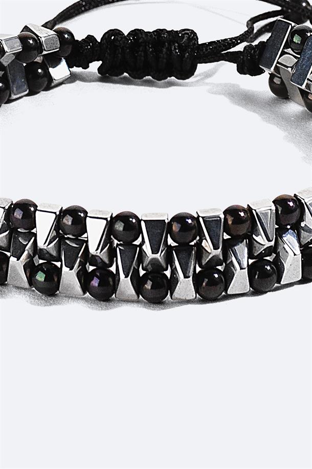 Silver Color Hematite Stone Bracelet