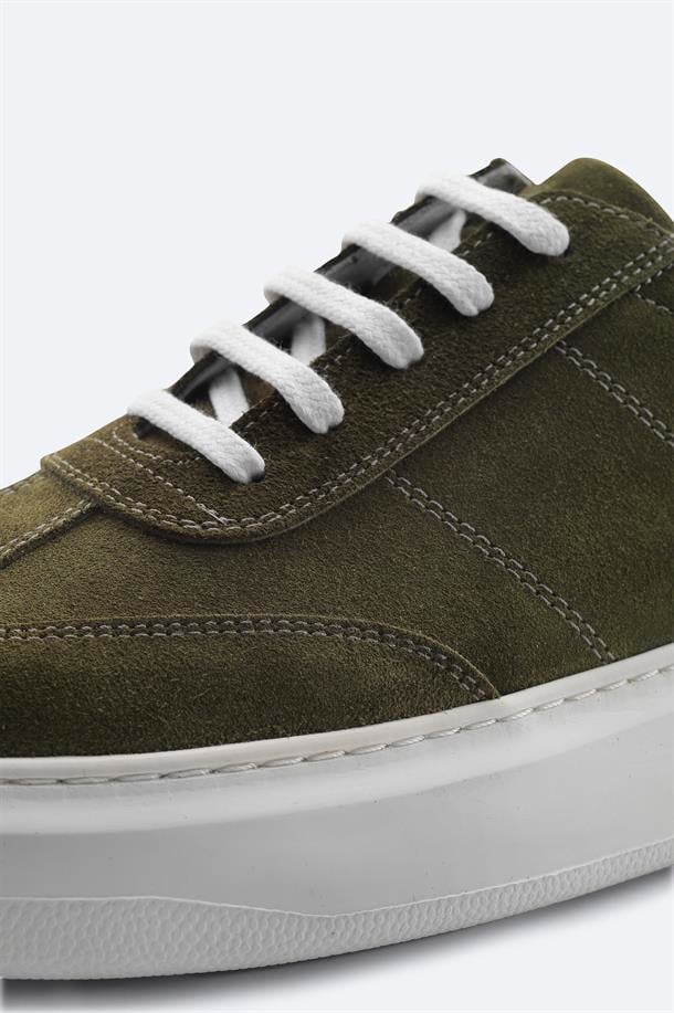 Haki %100 Süet Esnek Taban Hafif Casual Ayakkabı 