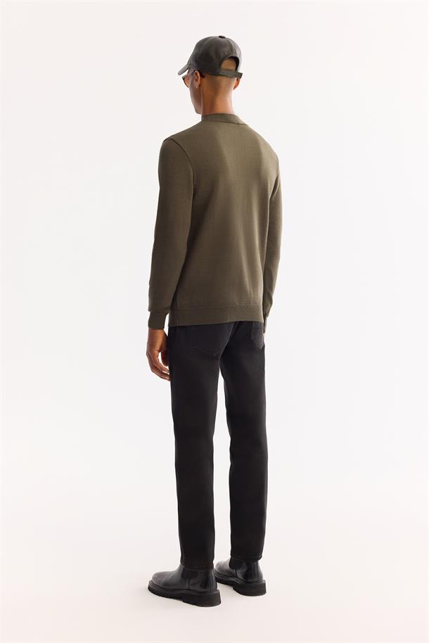 Haki Balıkçı Yaka Soft Touch Dokulu Triko Kazak