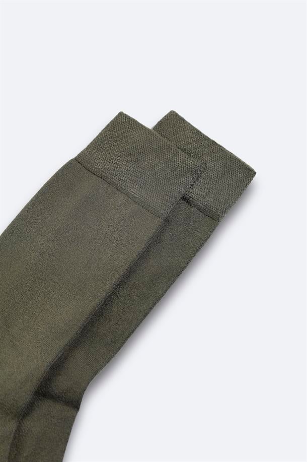 Haki Bambu Soket Çorap