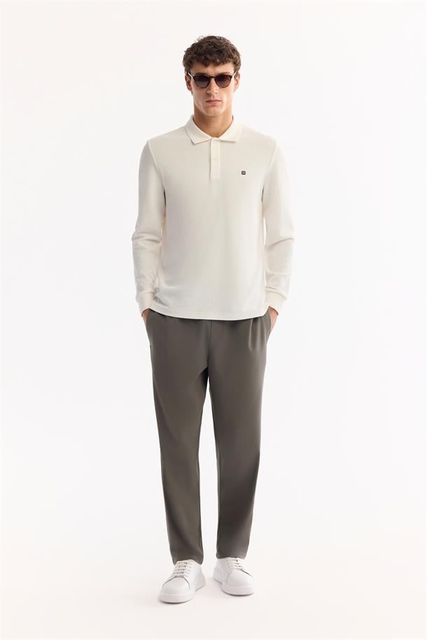 Haki Beli Lastikli Bağcıklı Kolay Ütülenen Jogger Pantolon