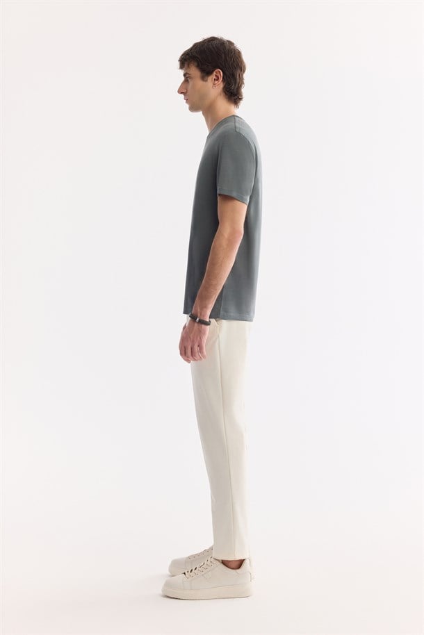 Haki Bisiklet Yaka Bi-Stretch Soft Touch Basic T-Shirt
