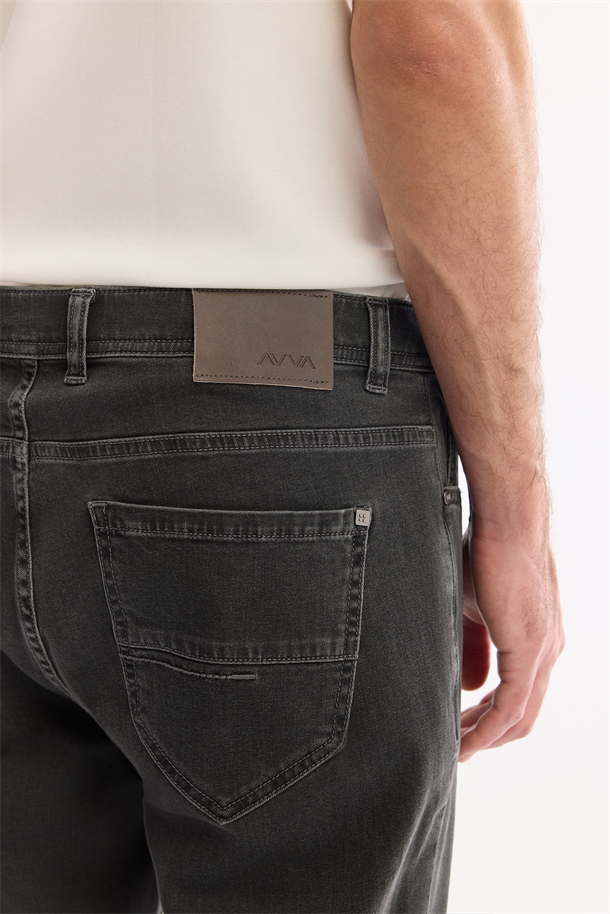 Haki Eskitme Yıkamalı Pamuklu Elastan Jean Pantolon