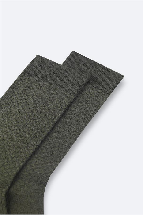 Haki Dokulu Bambu Soket Çorap