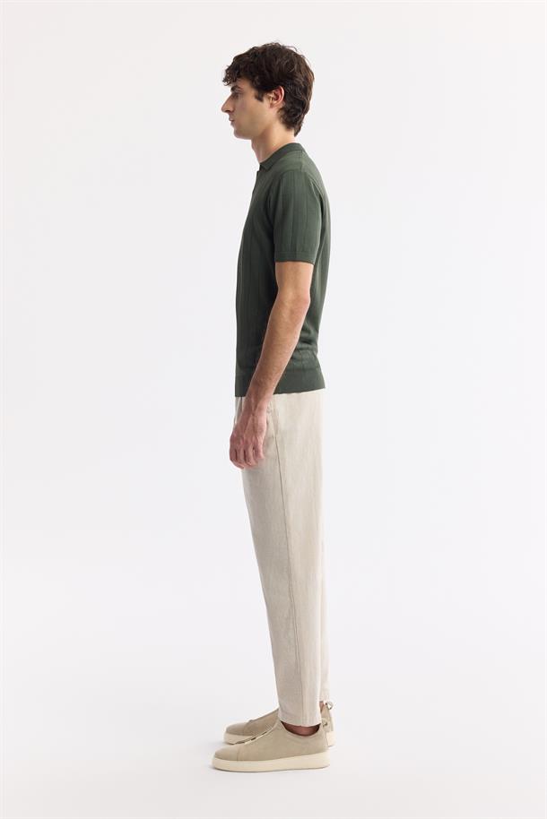 Haki Polo Yaka Rayon Triko T-Shirt